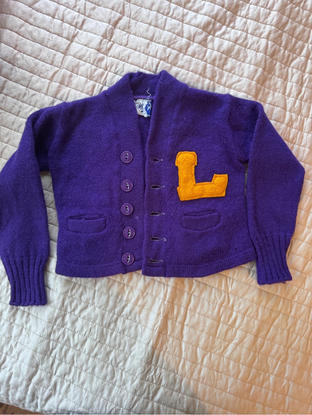 LSU Tigers Vintage All Wool Brand Child's Letterman Sweater Possibly 50s